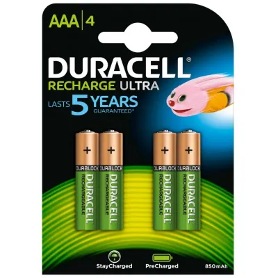 Duracell Pila Recargable HR03 AAA 900mAh Blister de 4 Unidades