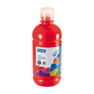 Milan Botella de Témpera 500ml con Tapón Dosificador - Secado Rápido - Color Rojo