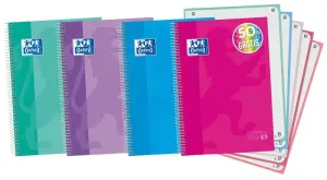 Oxford Cuaderno Espiral A4+ Cuadriculado 5x5mm - 120 Hojas - Tapa Extradura Brillante - Colores Surtidos