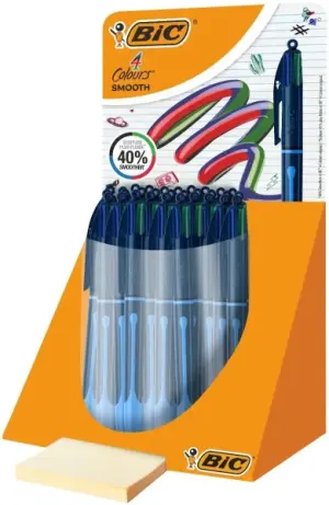 Bic 4 Colours Smooth Drop Expositor 30 Bolígrafos Retráctiles Punta Media 1.0mm