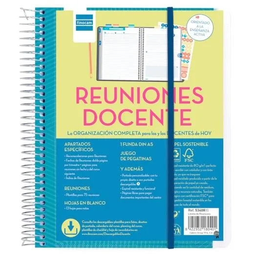 FINOCAM LIBRETA DE REUNIONES DOCENTE ESPIRAL 4º TAPAS PERSONALIZABLES