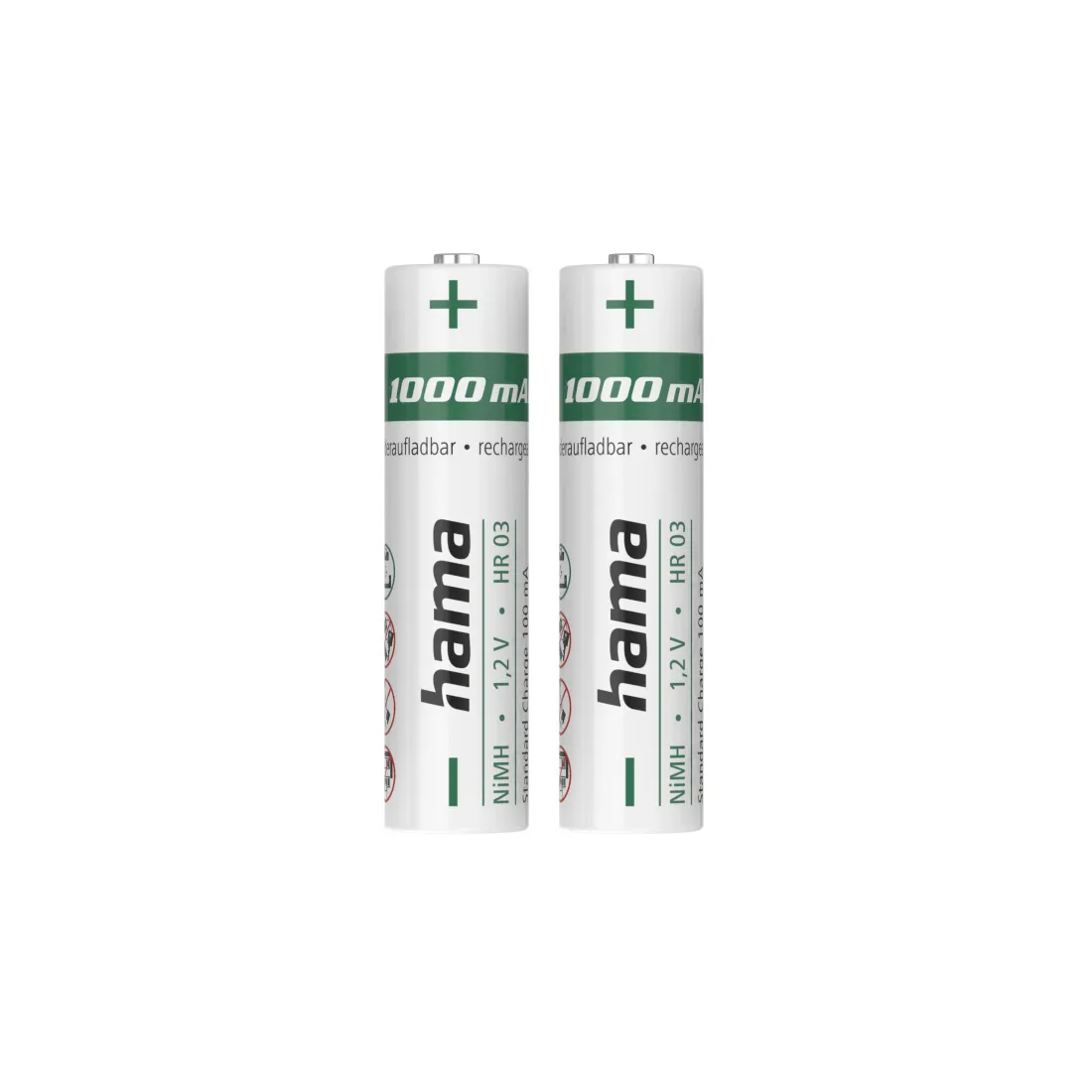 Hama Pack De 2 Pilas Recargables AAA NiMH 1.2V 1000mAh Color Blanco