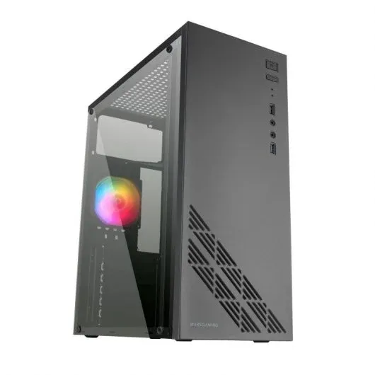 Mars Gaming Mc100 Caja Semitorre Atx, Micro Atx, Mini-Itx - Panel Lateral Acrilico - Tamaño Hdd 2.5", 3.5" - Usb-A 3.0, Usb-A 2.0 Y Audio - Ventilador 90Mm Frgb Incluido - Soporta Refrigeracion Liquida