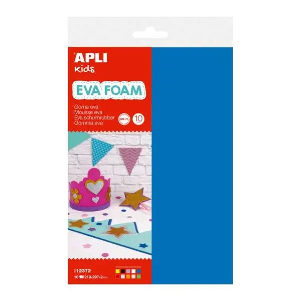 Apli Pack de 10 Goma Eva Multicolor A4 2 mm Impermeable Moldeable al Calor