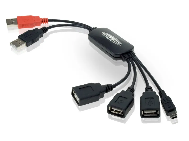 Hub Usb 2.0 Conceptronic 3 Puertos + Mini Usb Y Usb-A De Alimentacion