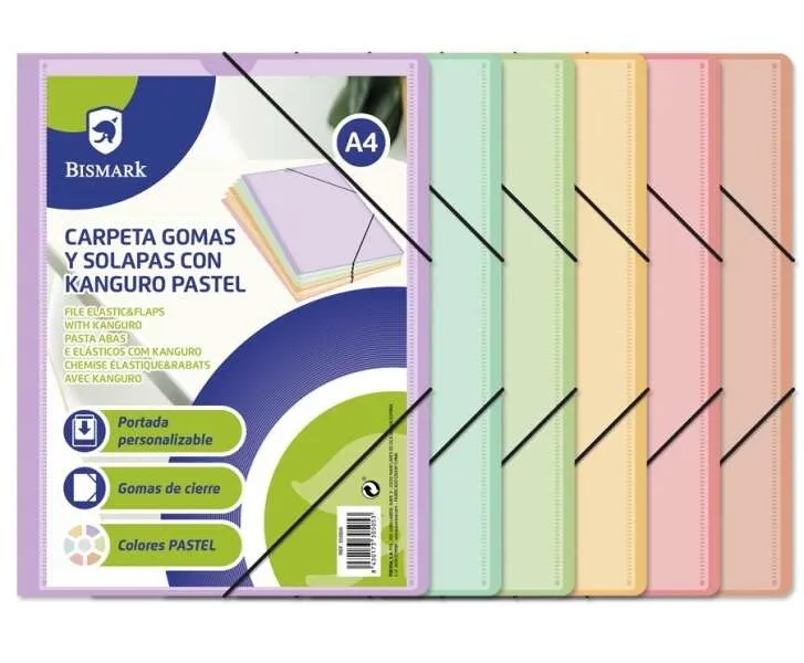 Bismark Carpeta De Gomas A4 Kanguro Con Solapas - Colores Pastel Surtidos