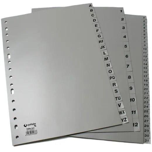 GRAFOPLÁS JUEGO DE ABECEDARIO FOLIO 16 TALADROS PP OPACO GRIS