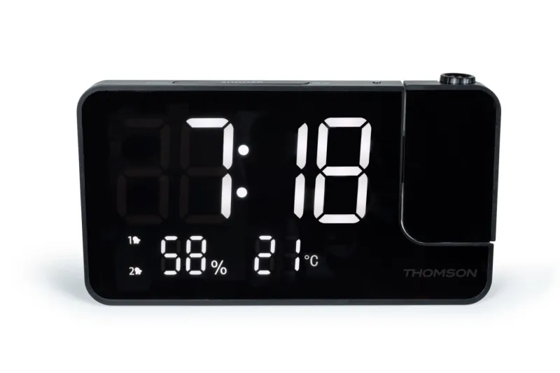 Thomson Cp100T Radio Reloj Despertador - Proyeccion Y Temperatura Interior - Alarma Dual - Color Negro