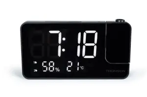 Thomson CP100T Radio Reloj Despertador con Proyección y Alarma Dual - Negro