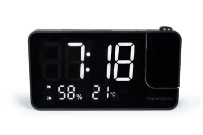 Thomson CP100T Radio Reloj Despertador con Proyección y Alarma Dual - Negro