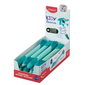 Maped Kidy Lern Magic Bolígrafo Borrable Turquesa con Guía para Dedos - Tinta Azul - 4 a 10 Años