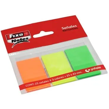 Fixo Marcadores Adhesivos Banderitas PET 25X43mm Pack 3 BLOC Neón