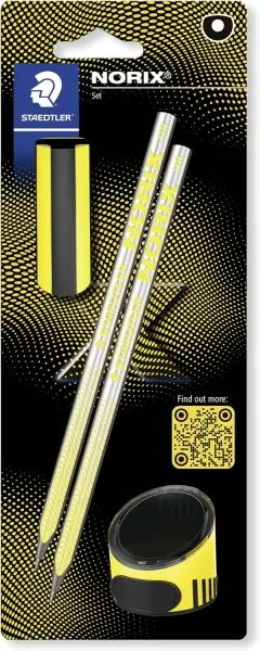 Staedtler Norix Pack de 2 Lápices de Grafito HB con Borrador y Sacapuntas