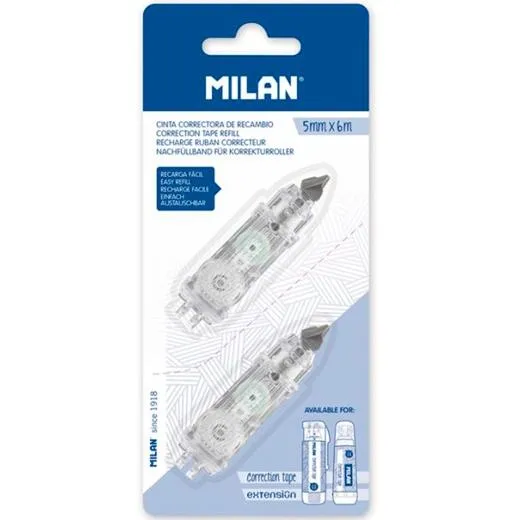 Milan Recambio Cinta Correctora Cilíndrica Y Extensión 5Mmx6M Blíster 2 Ud