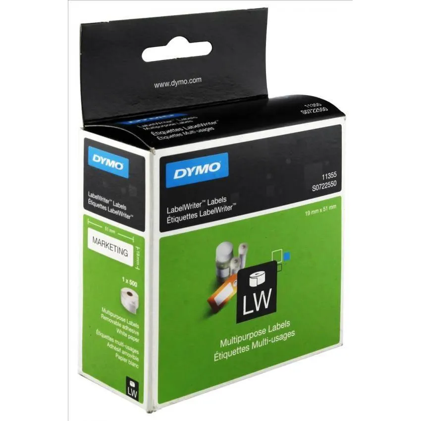 Dymo Etiquetas Multifunción - Blanco - 19X51Mm - Rotuladora Labelwriter (Rollo 500Ud)