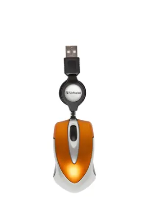 Verbatim Ratón Go Mini Retráctil USB 1000 PPP Ultraportátil Naranja