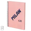 Milan Cuaderno Espiral A5 Cuadricula 5x5mm - 80 Hojas 95 gr/m2 - Color Rosa