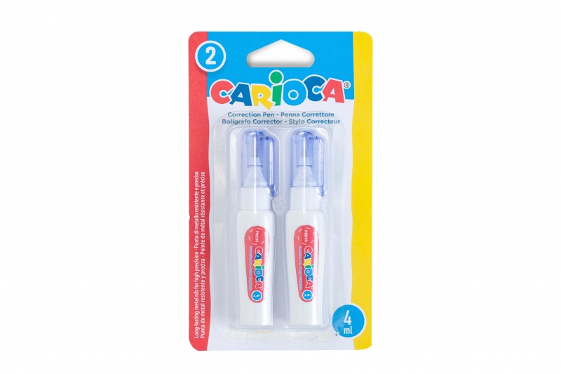 Carioca Pack De 2 Mini Boligrafos Correctores - Punta De Metal Resistente Y Precisa - Apto Para Todo Tipo De Papel - Secado Rapido - Color Blanco