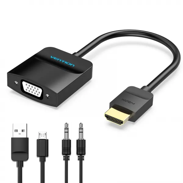 Vention Conversor Hdmi Macho A Vga Hembra Con Jack 3.5Mm - 0.15M - Color Negro