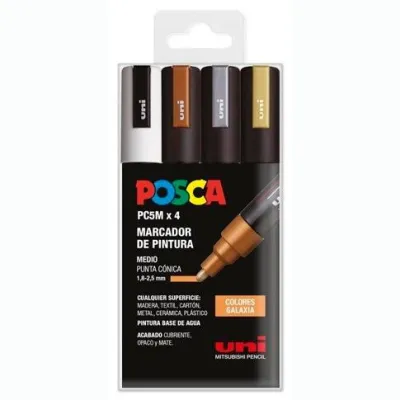 Posca Marcador  Pc-5M/4C No Permanente 1.8Mm-2.5Mm Colores Surtidos Galaxia -Estuche 4U-