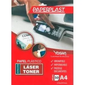Yosan Papel Plástico Paperplast A4 150 Micras Imprimible Paquete 50 Hojas