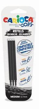 Carioca Recambio Bolígrafo Oops Borrable Negro - Blister De 3