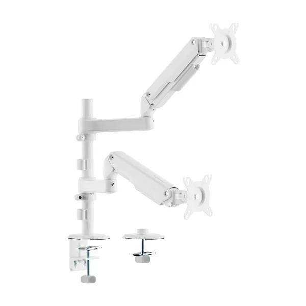 Aisens Eco Soporte De Mesa Con 2 Brazos Articulados Para Monitores De 17"-32" - Soporta Hasta 9Kg - Gestion De Cables - Vesa 100X100Mm - Contrapeso Giratorio E Inclinable - Color Blanco