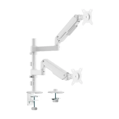 Aisens Soporte de Mesa con 2 Brazos Articulados para Monitores 17"-32" - VESA 100x100mm - Color Blanco