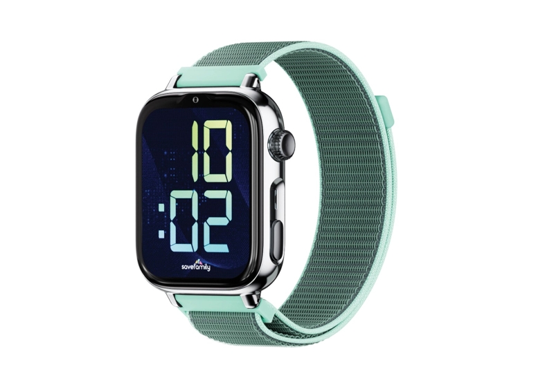 Savefamily Reloj Inteligente Smartwatch Infantil Savewatch Plus 2 - Pantalla Amoled - Carcasa Plateada - Correa Tela Ocean