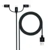 Nanocable Cable USB-A 2.0 Macho a USB-C, MicroUSB y Lightning 1m Negro