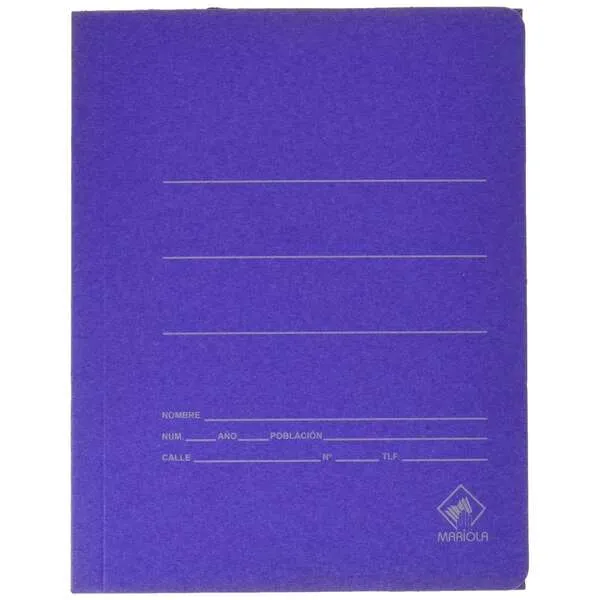 Mariola Carpeta Cartón Básica 500gr Gomas Bolsa Folio 34x25cm Cartón Mate Azul - 20 Unidades