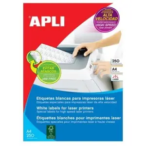 Apli Etiquetas Adhesivas 105X37mm Láser Rectas 16X250H Blancas