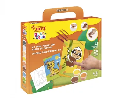 Jovi Kit Pinta Con Arena Animals - 8 Botes De Arena, 1 Punzón, 3 Láminas De Diseños
