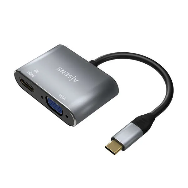 Aisens Conversor USB-C a VGA/HDMI 4K 15CM Color Gris