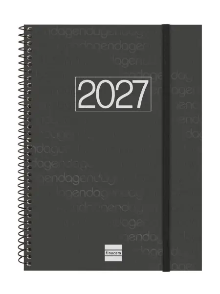 Finocam Agenda Anual 2027 Espiral Semana Vista Horizontal E10 155x212mm Negro