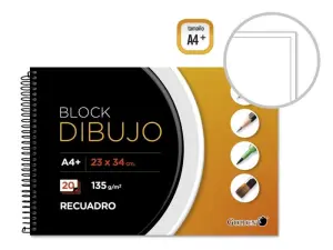 Golden Cuaderno de Dibujo A4+ 20 Hojas Papel 135gr Recuadro Interior A4
