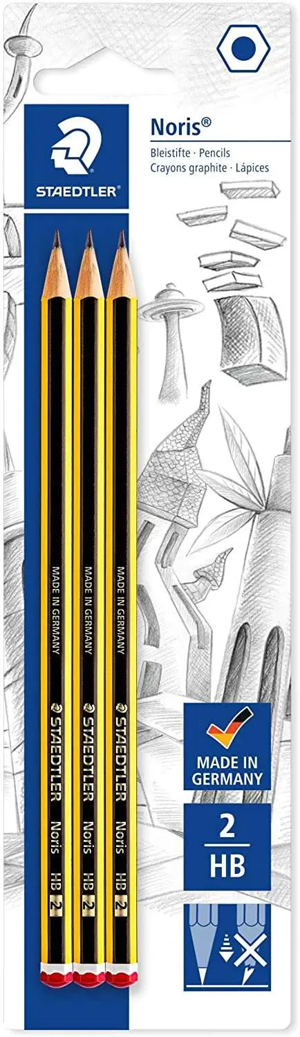 Staedtler Noris 120 Pack de 3 Lápices de Grafito Hexagonales HB - Madera Sostenible