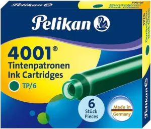 Pelikan Caja de 6 Cartuchos 4001 TP/6 para Pluma Estilográfica Color Verde Oscuro