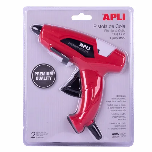 Apli Pistola de Cola Termofusible 40W con 2 Barras de Ø11mm - Color Rojo