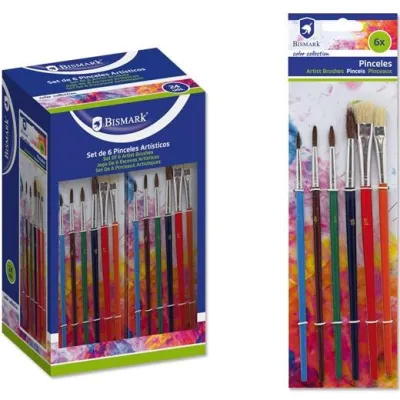 Bismark Set de 6 Pinceles en Colores Surtidos para Material Escolar
