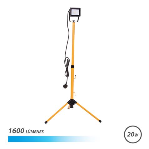 Elbat Foco Led Con Tripode 20W - 1600 Lumenes - 6500K Luz Fria - Cable De 3M - Ip65 Para Uso En Exterior