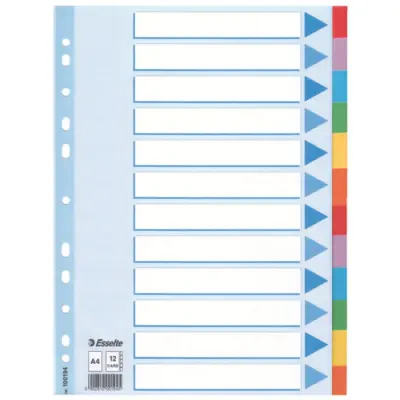 Esselte Separadores A4 12 Posiciones Multitaladro 6 Colores Cartón