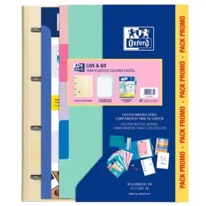 Oxford Europeanbinder Live & Go Carpeta 4 Anillas A4 80H con Separadores Colores Pastel