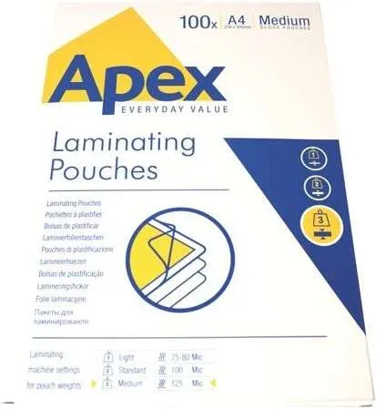 Fellowes Pack De 100 Fundas Para Plastificar Brillo A4 - 125 Micras - Resistente Al Agua - Transparente