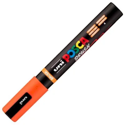 Posca Marcador Pc-5Br Brush Punta M Semiflexible Naranja