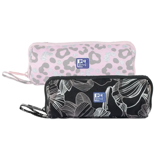 Oxford Dream Tech Estuche Portatodo Redondo - Apertura Total - 8 Compartimentos - Goma Kangoo Acoplable A Cuadernos Y Carpetas - Asa De Transporte - Diseños Animal Print Y Floral Print
