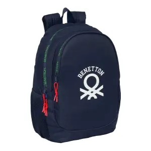 Safta Benetton Together Mochila Adaptable a Carro 23L Azul Marino con Dos Compartimentos y Tirador Doble