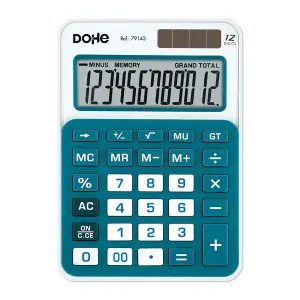 Dohe Calculadora de Sobremesa Mediana 12 Dígitos con Teclas de Gran Formato y Alimentación Solar/Pilas
