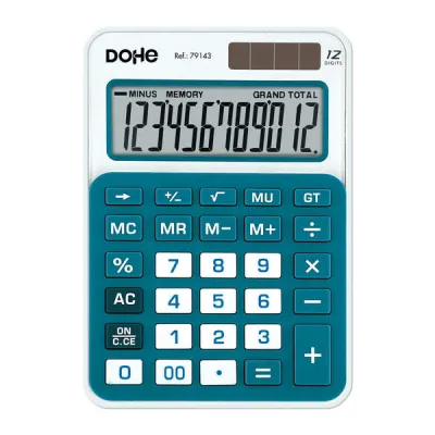 Dohe Calculadora de Sobremesa Mediana 12 Dígitos con Teclas de Gran Formato y Alimentación Solar/Pilas