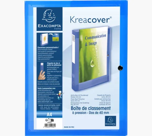 Exacompta Carpeta De Proyectos Krea Cover 40Mm Cierre Con Clip A4 Pp Azul